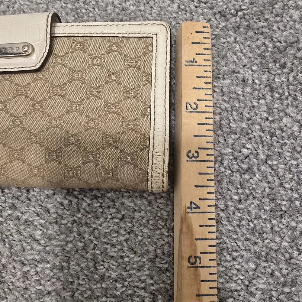 Celine Vintage Canvas Trifold Wallet Neutrals Classic Chic Luxury Minimalist